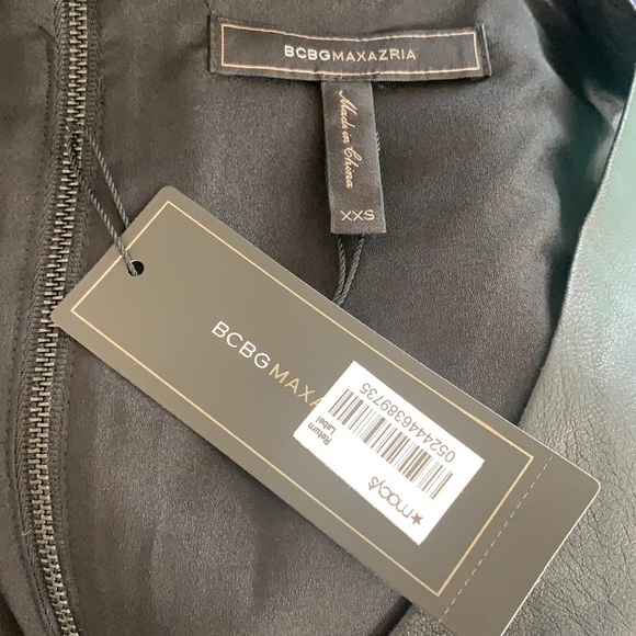 BCBG MaxAzria Cladiana Black Faux Leather Scoop Neck Peplum Tank Top - Picture 11 of 15